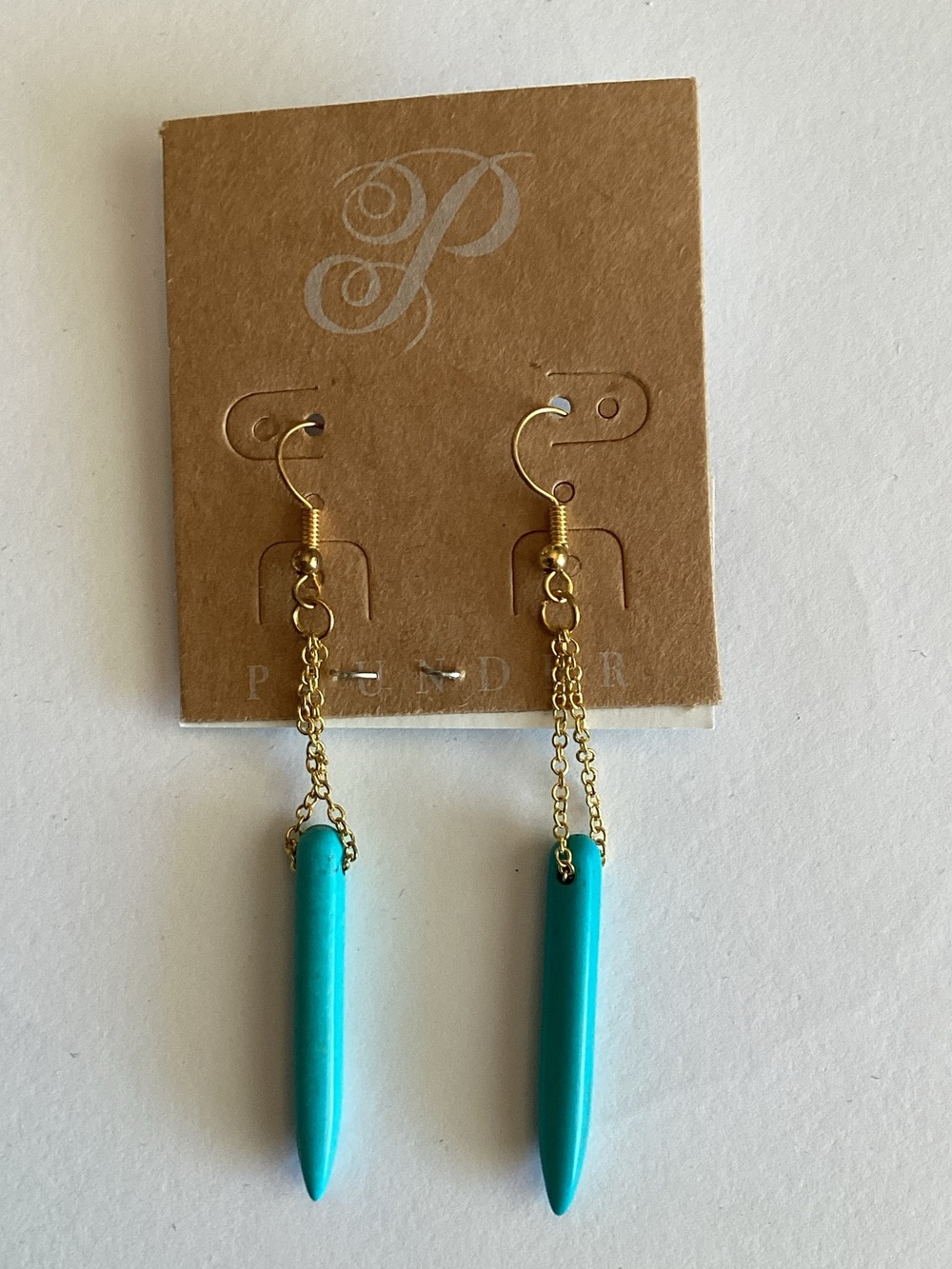 Plunder Gold Chain‎ Turquoise Spike Drop Earrings